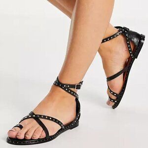 Ted Baker Mathar Flat Studded Leather Gladiator Sandal